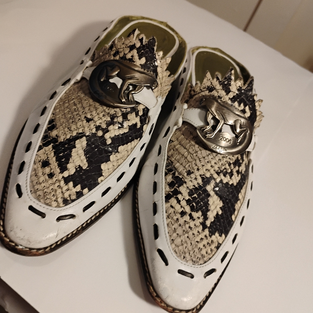 DONALD J PLINER Western Iguana Leather Mule Loafers Size 7M - Picture 1 of 15